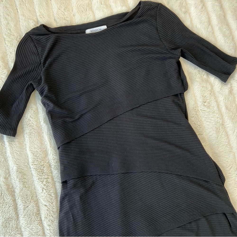 Bailey 44 Solid Black Ribbed Stretch Knit Column … - image 6